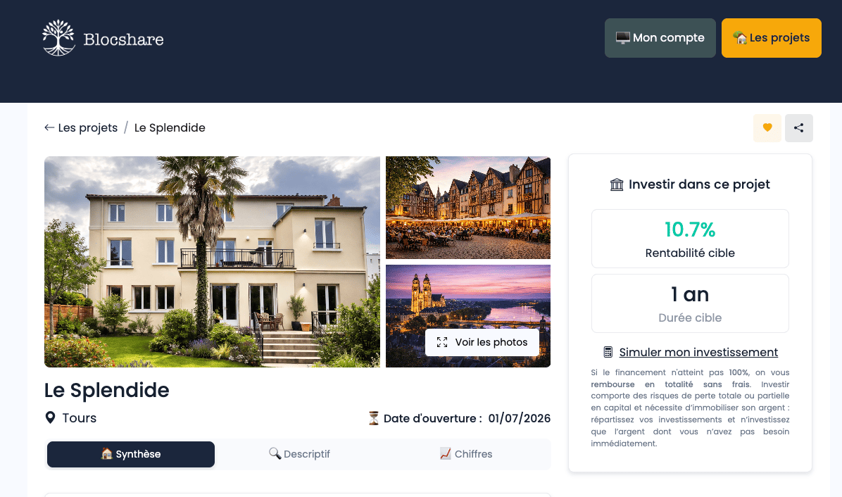 Interface Blocshare — Le Splendide, Tours